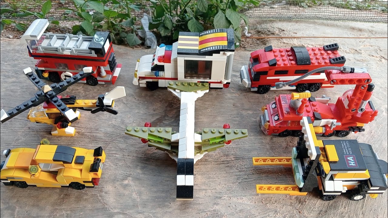Hunting Mainan Lego Helikopter, Bus Turis, Truk Pemadam, Jeep, Ambulance, Pesawat #12