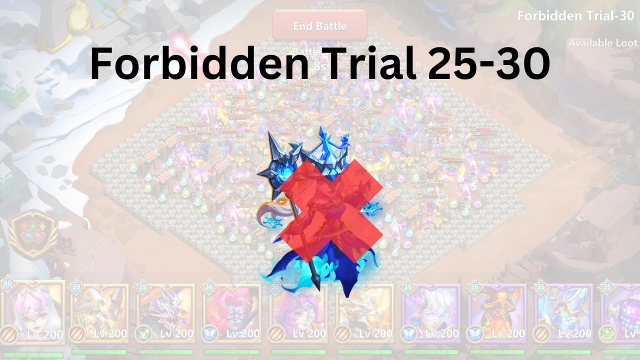 Castle Clash Forbidden Trial 25-30 | Full Setups and Drop Spots
