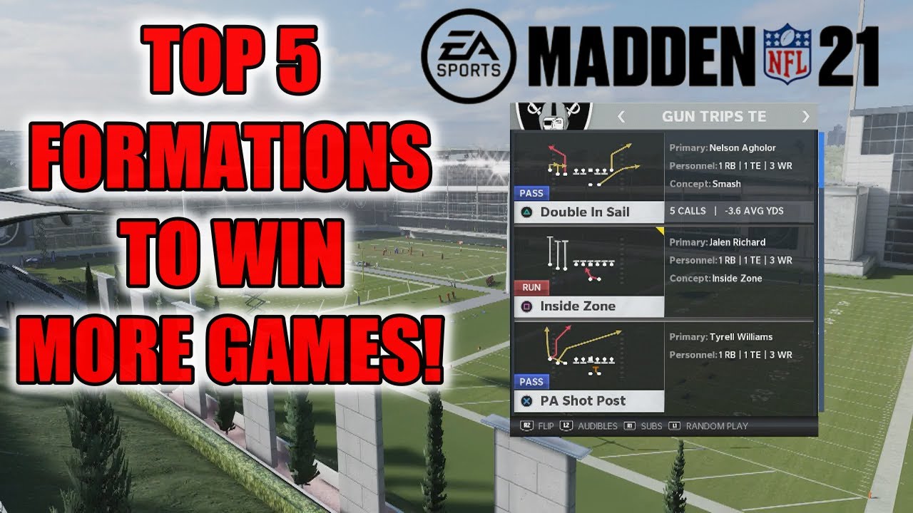 THE TOP 5 BEST FORMATIONS IN MADDEN 21! USE THESE OFFENSIVE SCHEMES TO WIN MORE GAMES!