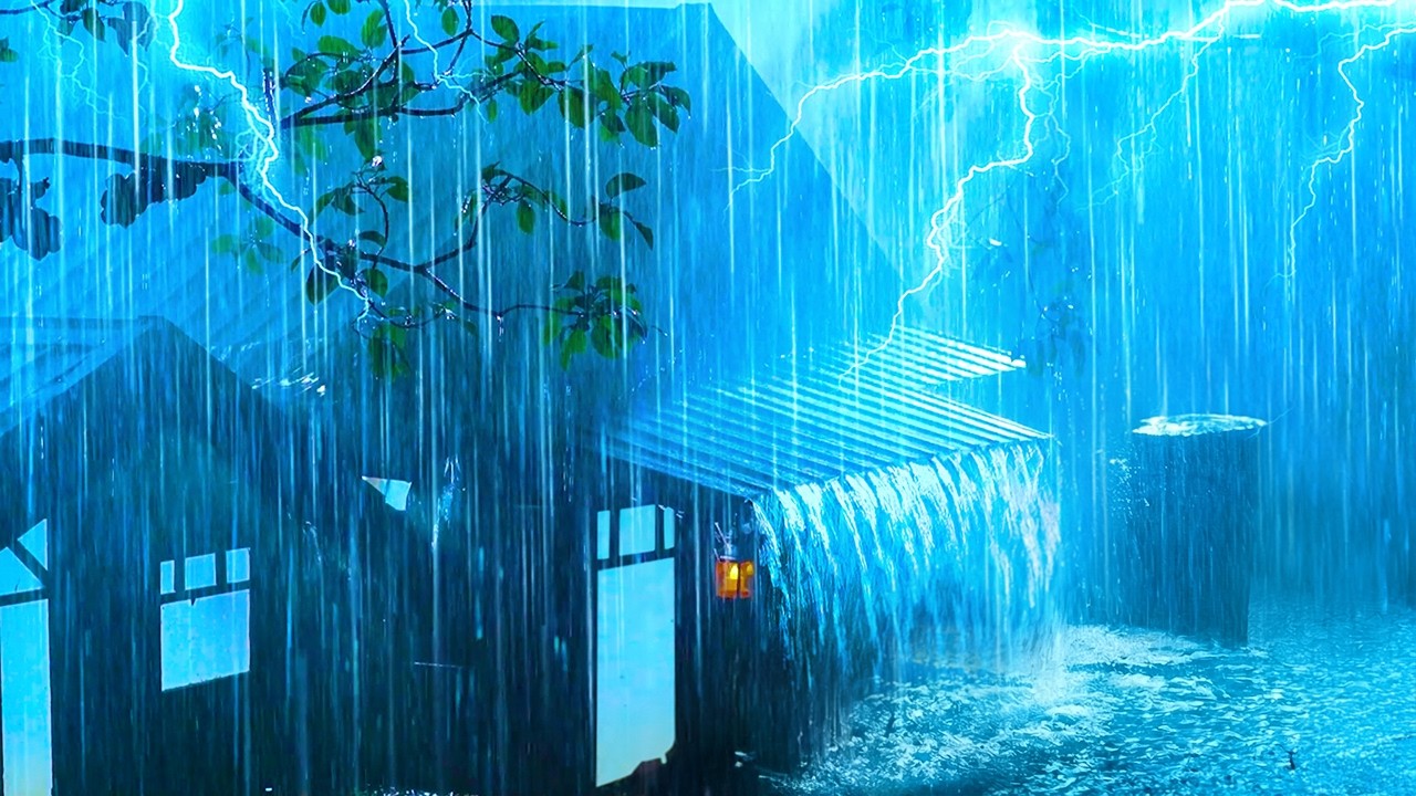 Sleep Well Instantly on a Stormy Night in an Old Cabin Hut with Heavy Rain & Thunder in the Forest