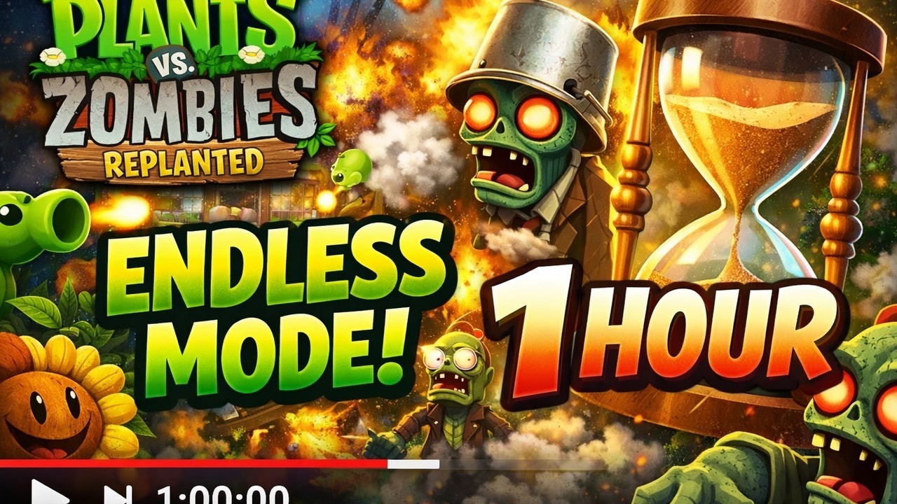 Playing Plants vs Zombies Replanted Endless for an Hour and 30 Minutes Straight