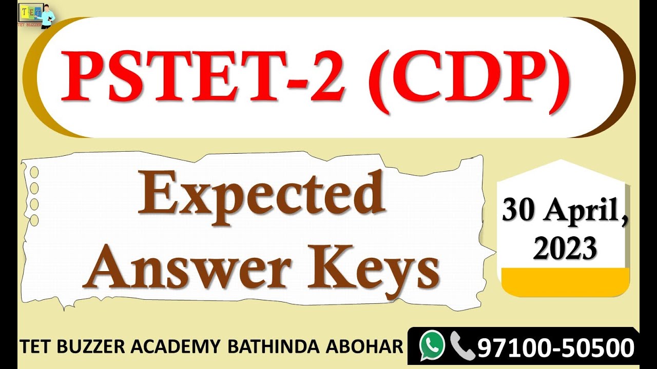 PSTET:2023 (Psychology & Punjabi)|| Expected Answer Key|| Anmol Arora Sir|| TET BUZZER {97100-50500}