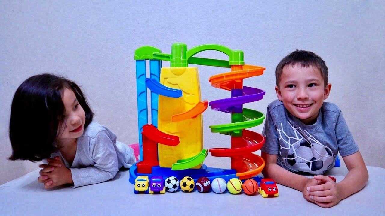Learn The Names of Sports Ball for Children with Rollin' Ramp Baby Toy