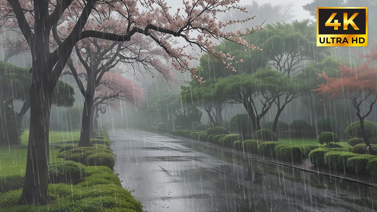 Soft Rain Sounds in a Quiet Garden for Peaceful Sleep and Stress Relief 🌙
