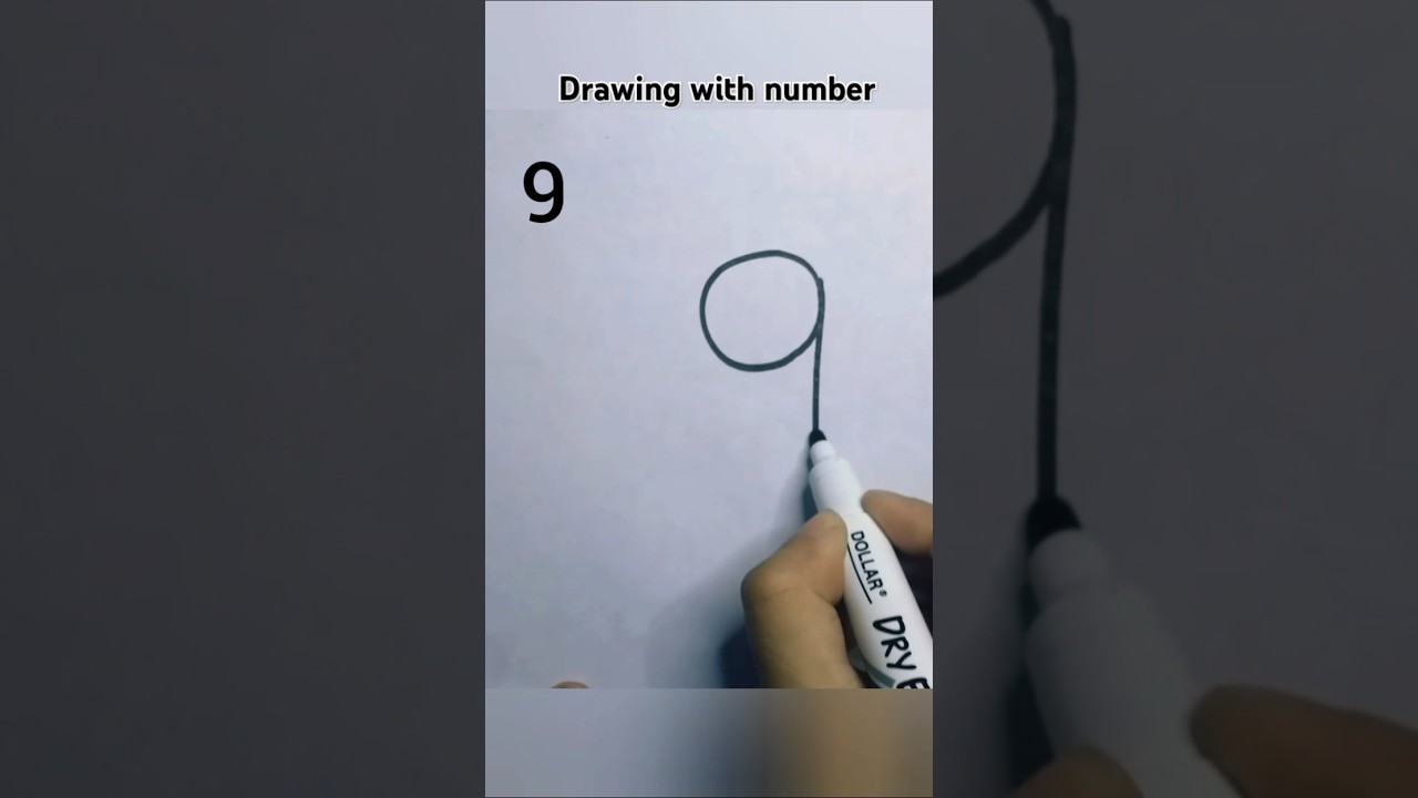 How to draw a cat with number 9 #drawing #kaisedrawkare #shortsfeed #easydrawing #drawingwithnumbers