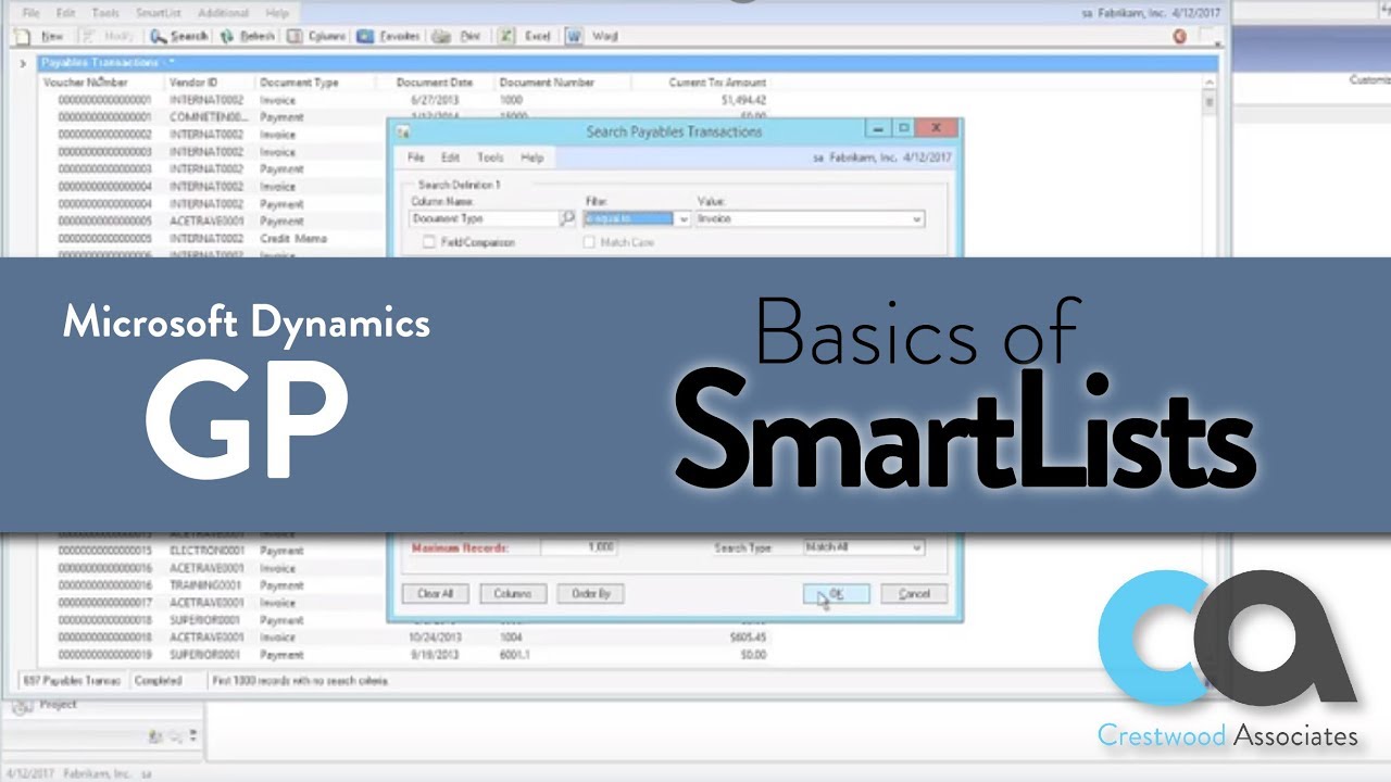 Basics of Dynamics GP SmartLists