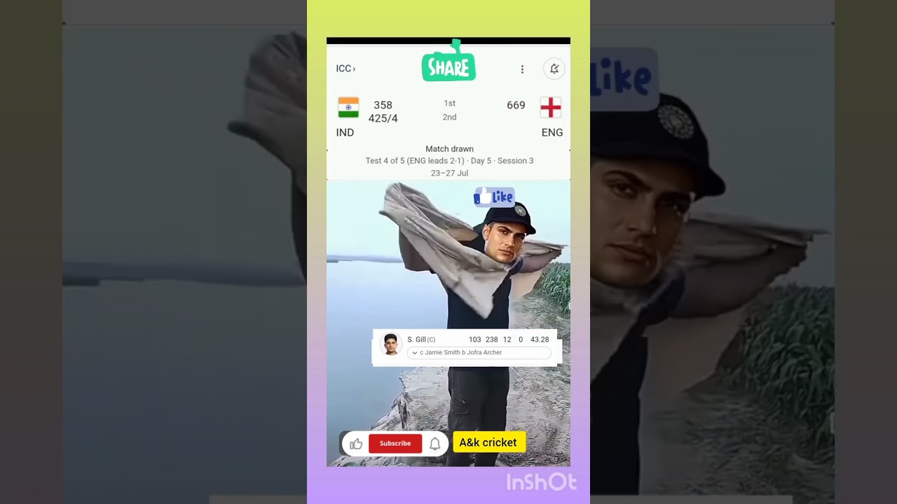 Shubhman gill vs Ben stokes 😂😀. ..#ytshorts #cricketlover #engvsind