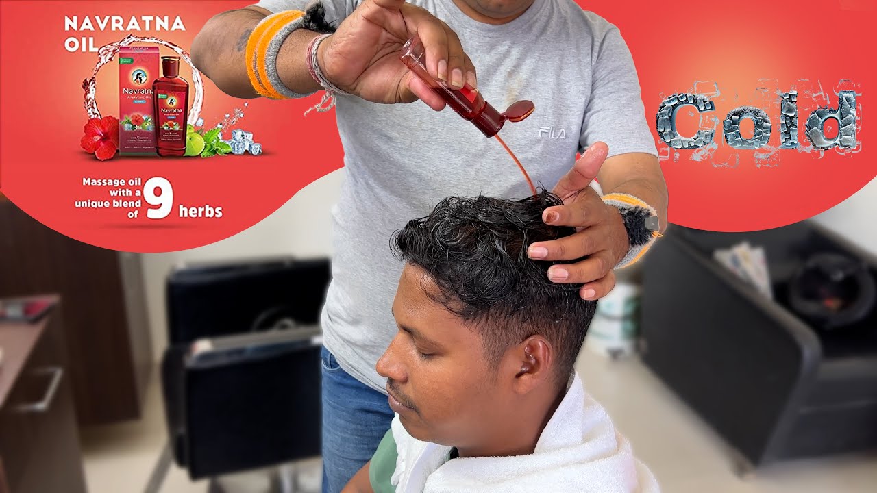 Navratna Cold Oil Head Massage New Barber | Indian Massage