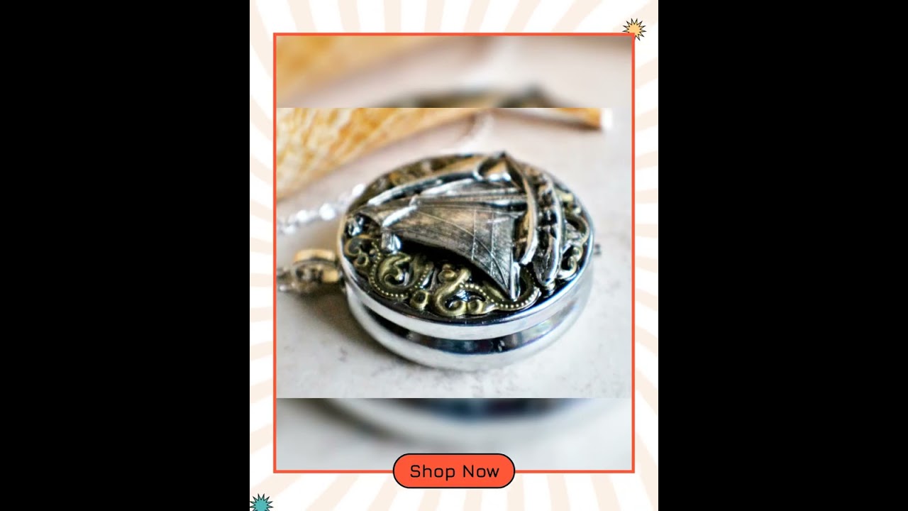 Sailboat Music Box Locket in Silver
