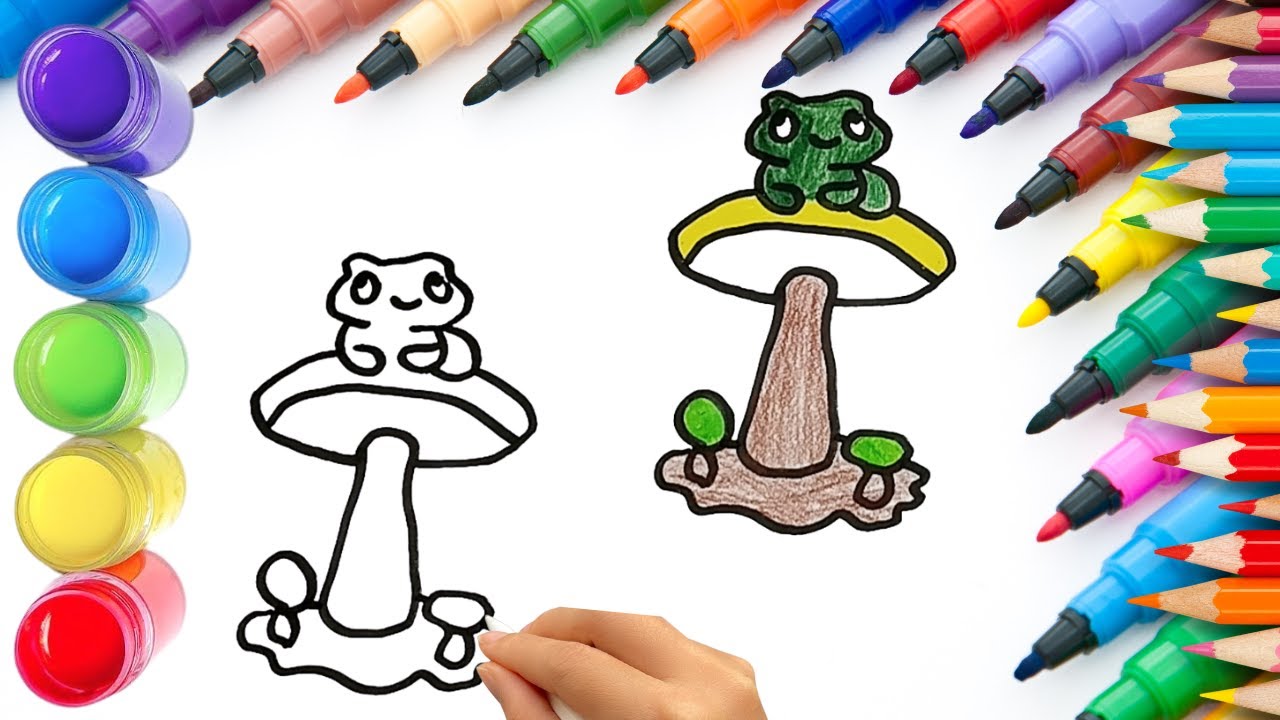 How To Draw cute Masroom Drawing, Painting & Coloring For Kids and Toddlers_ Child Art 🐋🌈🎨