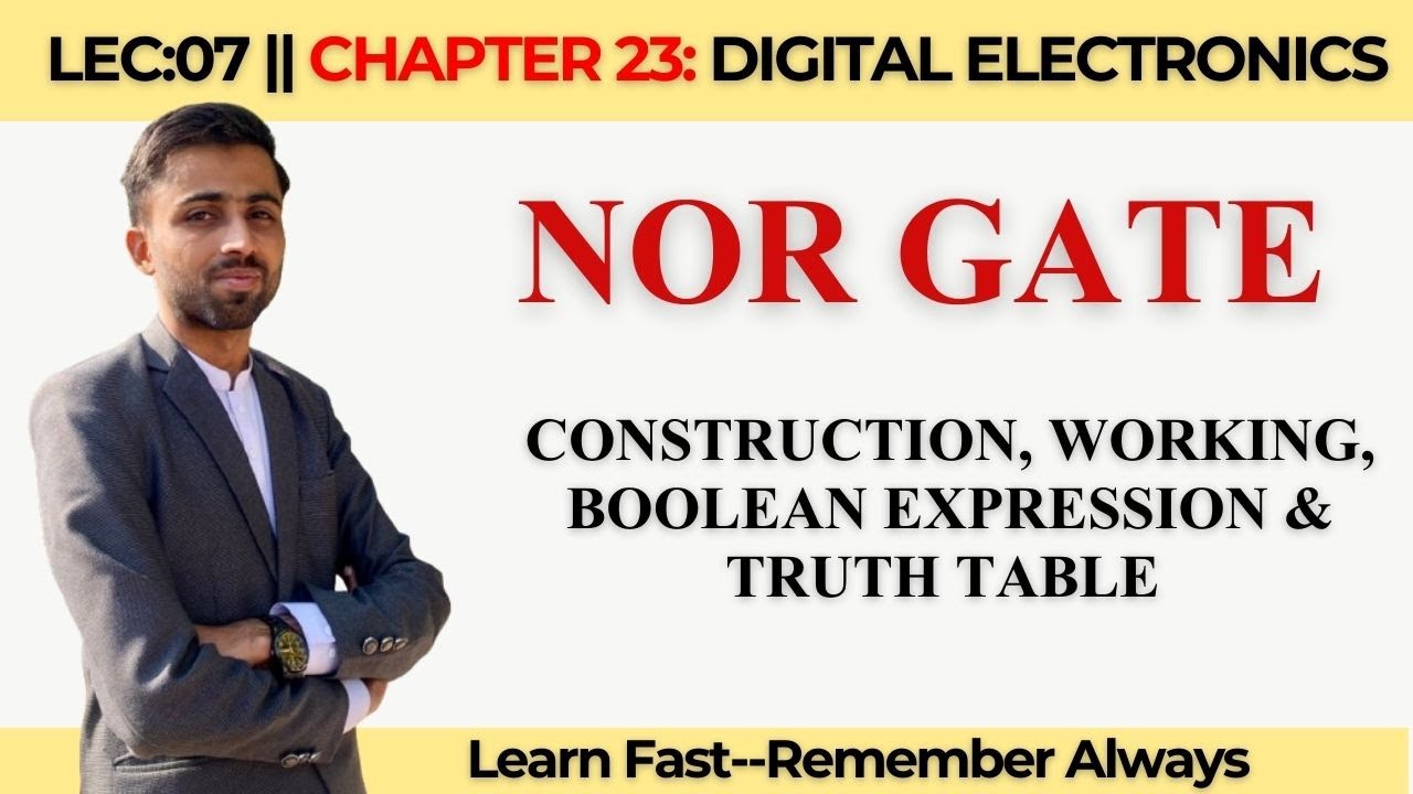 Lec 7 | NOR GATE | Construction, Working, Boolean Expression & TRUTH TABLE |  @aqacademy1 ​