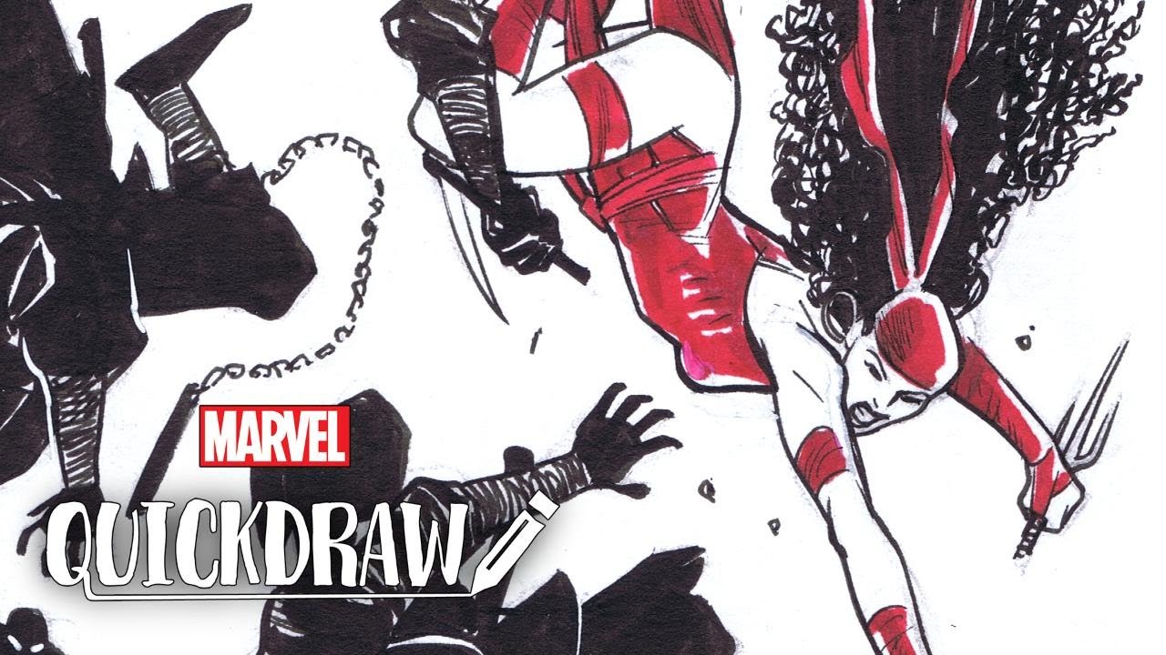 Artist Cory Smith draws Elektra – Marvel Quickdraw