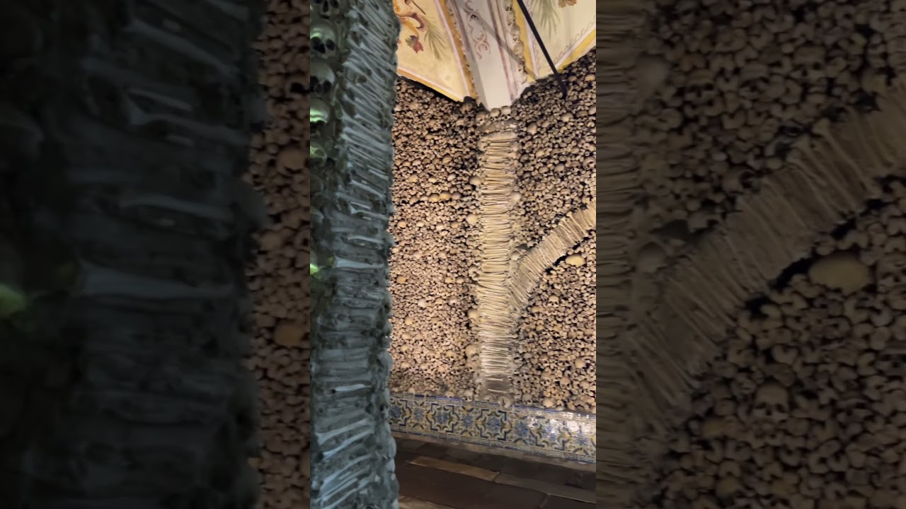 5,000 human skulls & bones in the Chapel of Bones (Capela dos Ossos) in Evora, Portugal #shorts