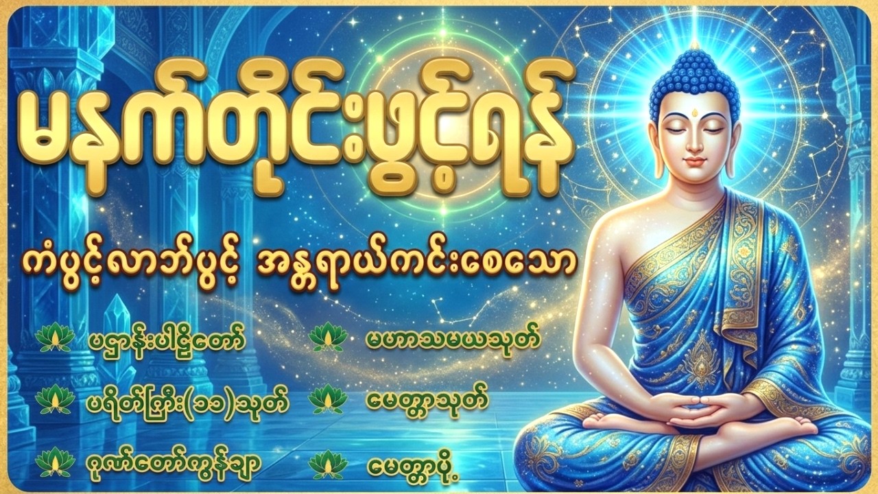 🙏နံနက်ခင်းမှစ ကံပွင့်လာဘ်ပွင့် စီးပွားတက်စေရန် ပဋ္ဌာန်းပါဠိ၊ ပရိတ်ကြီး၊ မဟာသမယသုတ် တရားတော်များ🙏