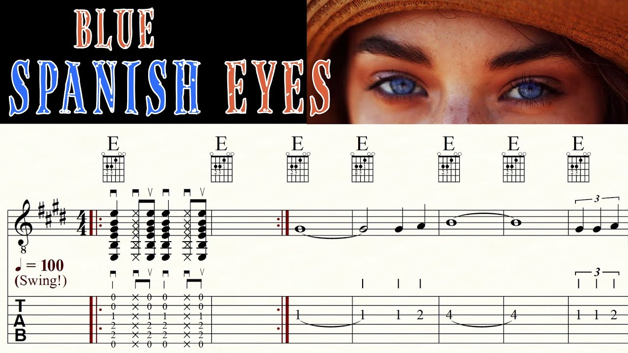 (BLUE) SPANISH EYES | BERT KAEMPFERT | Guitar Lesson | Melody & Chords | TAB & Sheet music