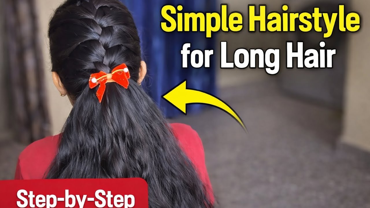 🥰Simple Hairstyle for Long HairEasy Long Hair Style in 2 MinutesStep-by-Step Braid TutorialBeautiful