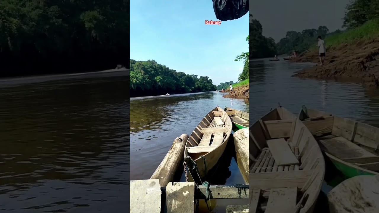 River and canoes 