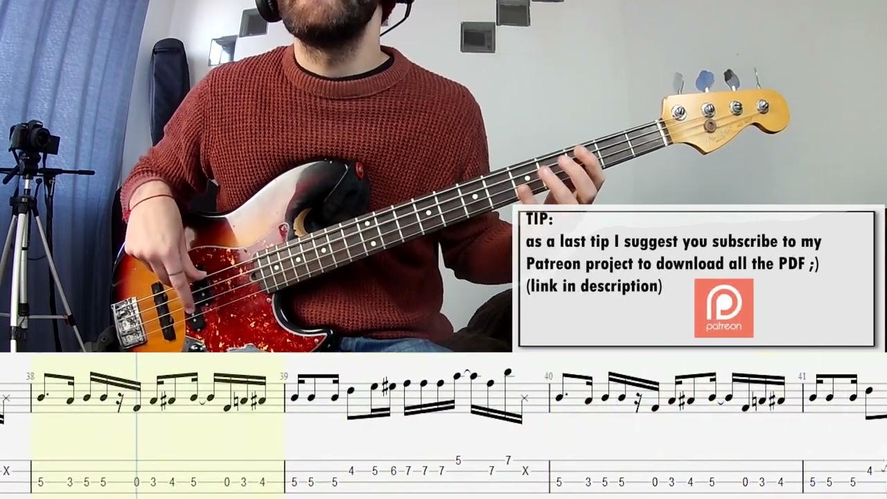 James Brown - Give It Up Or Turn It a Loose BASS COVER + PLAY ALONG TAB + SCORE PDF