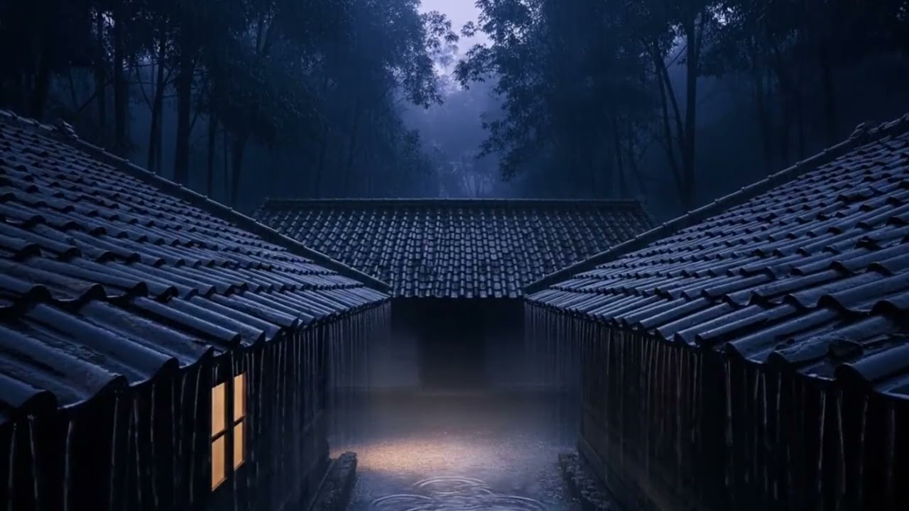 Fall Asleep in Minutes: Rain on Tile Roof at a Zen Mansion & Crackling Fire - ASMR Rain
