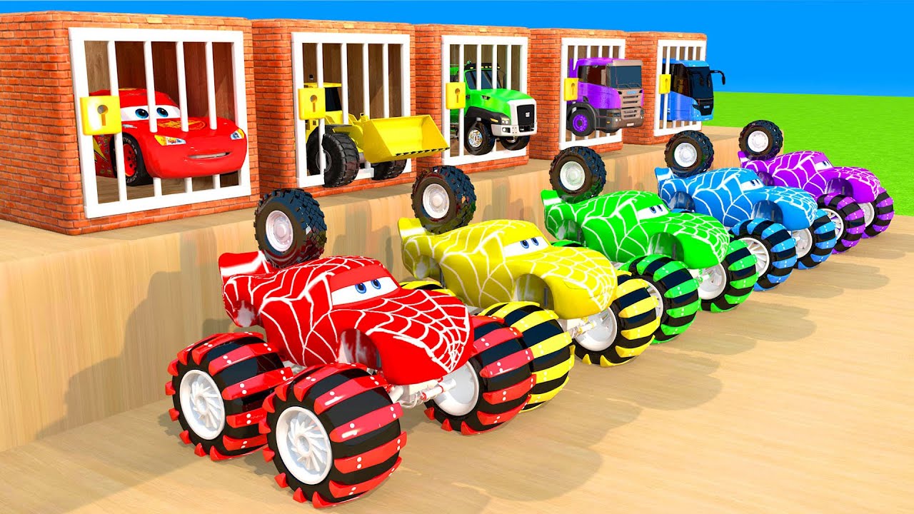 Guess The Right Door With Ice Cream Challenge McQueen , MERCEDES, FERRARI, POLICE 3D Vehicles Game
