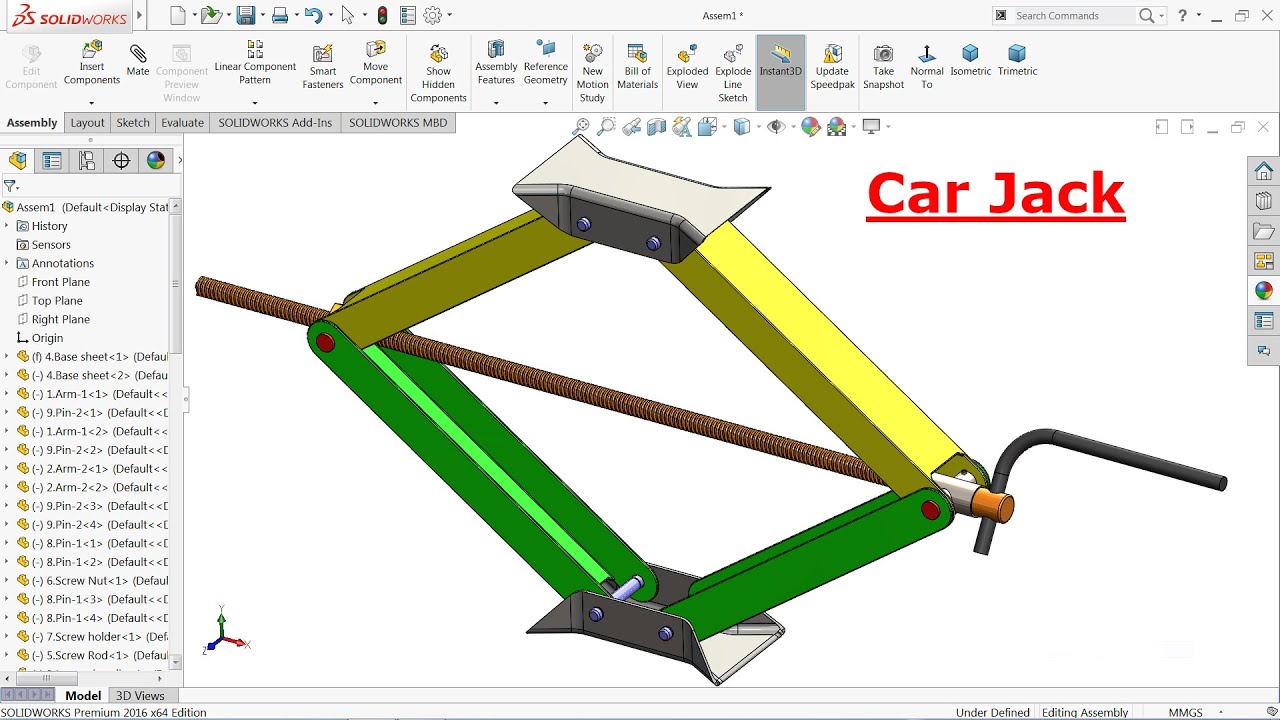 Design of Car Jack in Solidworks