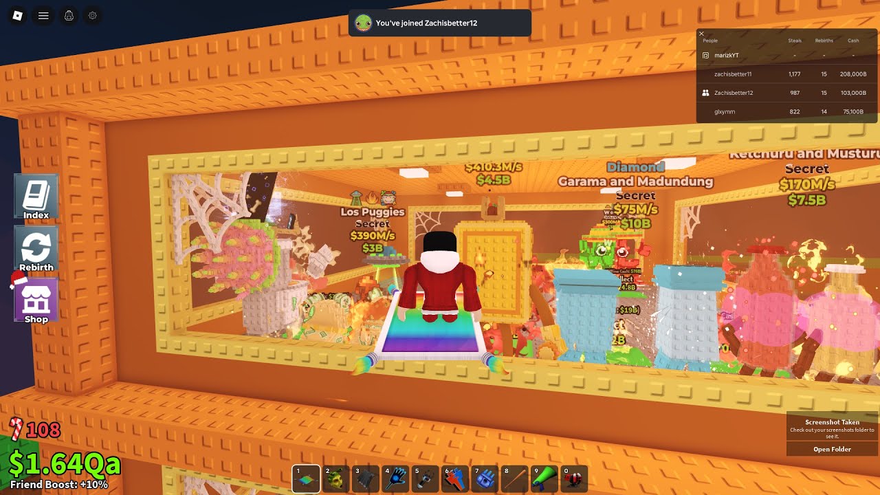 Raiding scammers private servers in Roblox Steal a Brainrot
