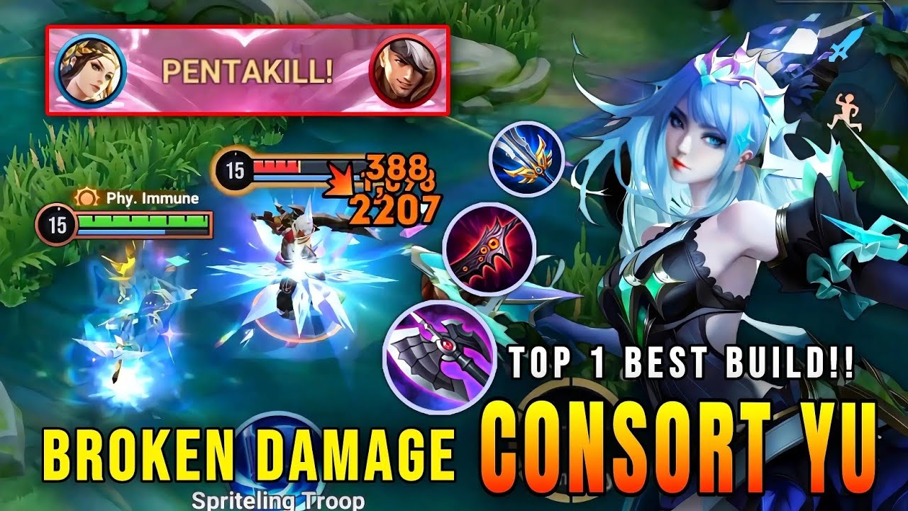 PENTAKILL!! Consort Yu's 100% Broken Damage - Top 1 Best Build | Honor of Kings