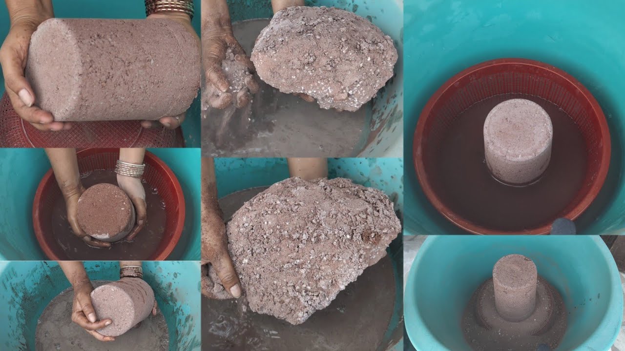 Asmr - dusty 🌪️ red dirt with white concrete dry+ water 💦💦 crumbling