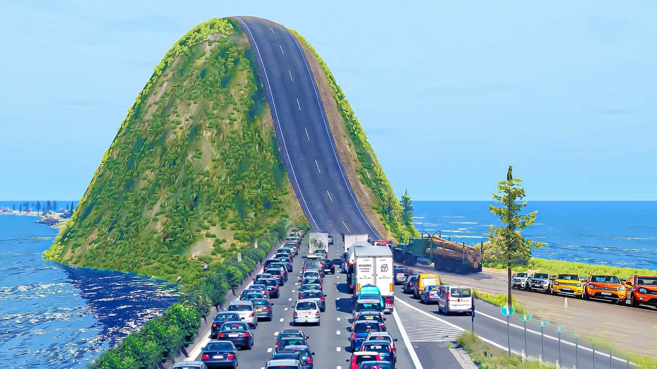 Small to Giant Cars , Trucks vs Giant Bulge With Instant 300 Mile Speed | Cars vs Giant Bulge