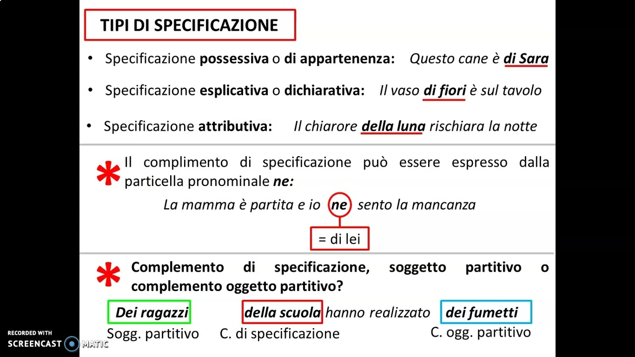 Complementi indiretti primo gruppo parte prima