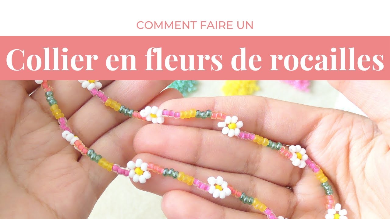 Collier en rocailles avec fleurs | Perles et Cr&eacute;ations