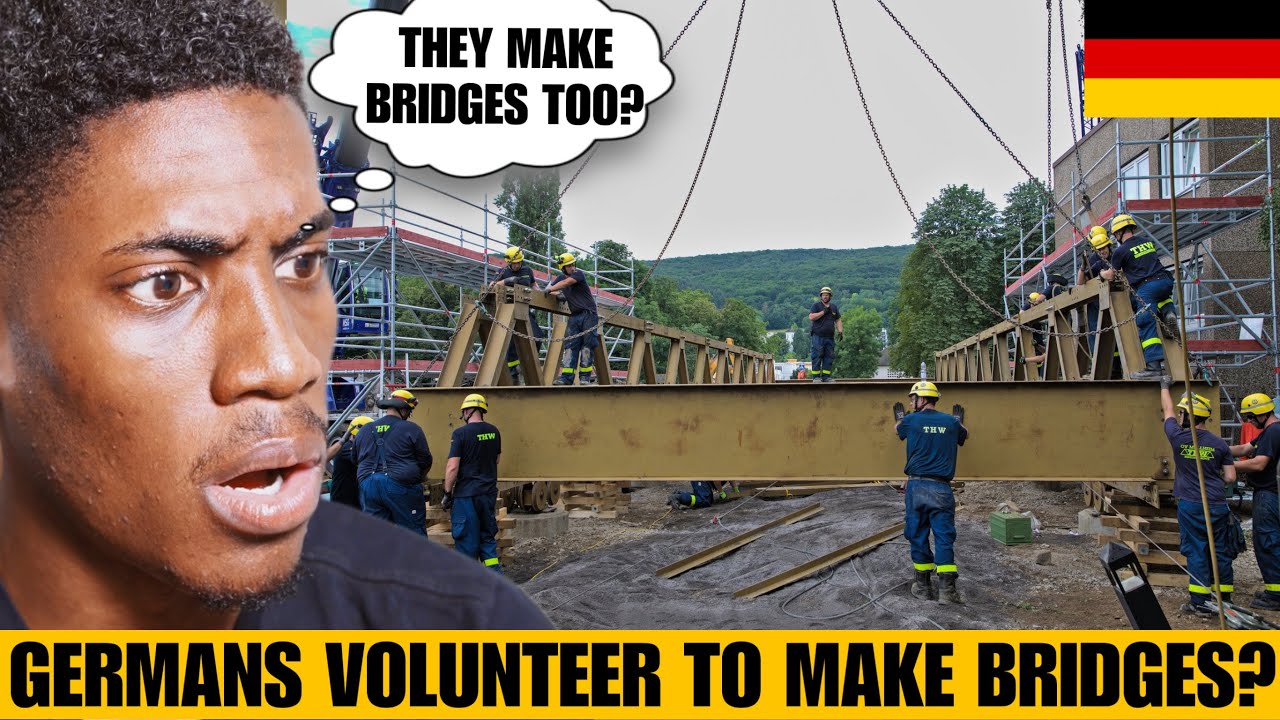 American Reacts to German THW Teaching How to Make Emergency Bridge