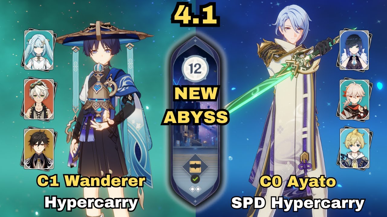NEW SPIRAL ABYSS 4.1! C1 Wanderer Hypercarry & C0 Ayato SPD Hypercarry | Floor 12 - 9 Stars