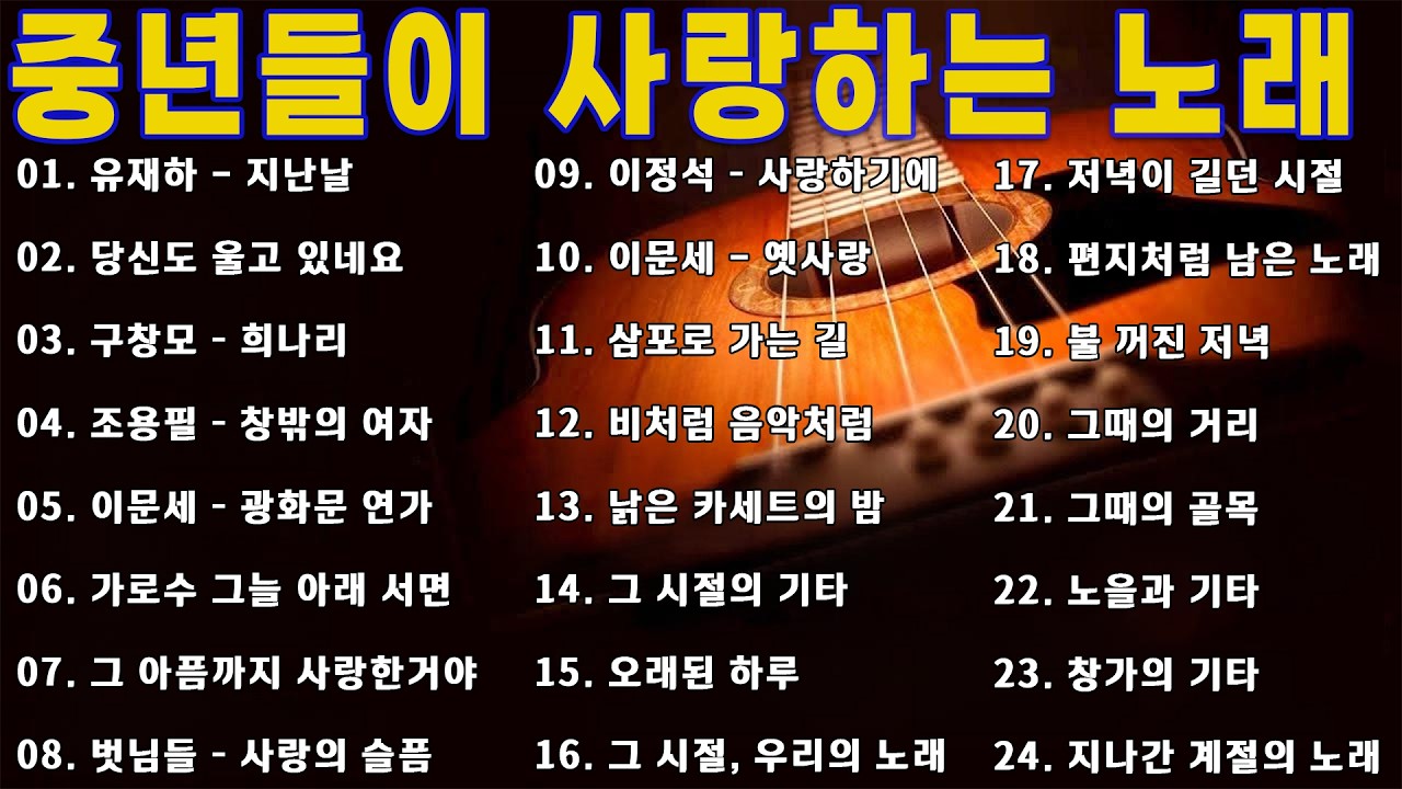 중년들이 사랑하는 노래 🎶🎶 광고 없는 7080 좋은노래 40곡 모음 - 추억으로 떠나는 7080 노래여행