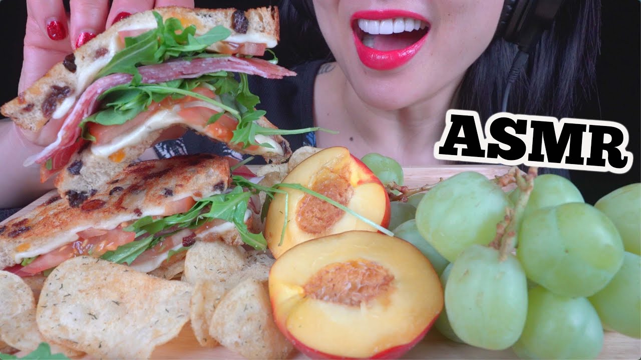ASMR BEST HOMEMADE SANDWICH + FRESH FRUITS (EATING SOUNDS) NO TALKING | SAS-ASMR