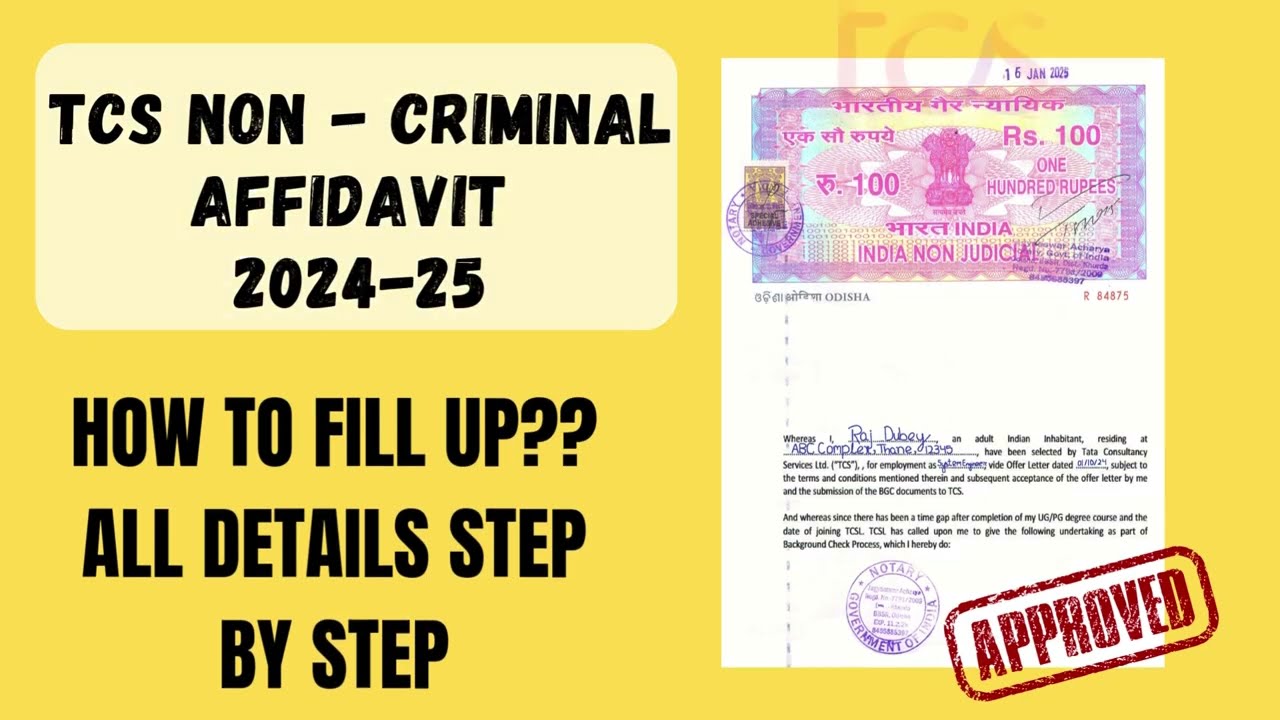 TCS NON CRIMINAL AFFIDAVIT FILL UP 2026 | TCS ONBOARDING DOCUMENTS | TCS NCA FULL GUIDE