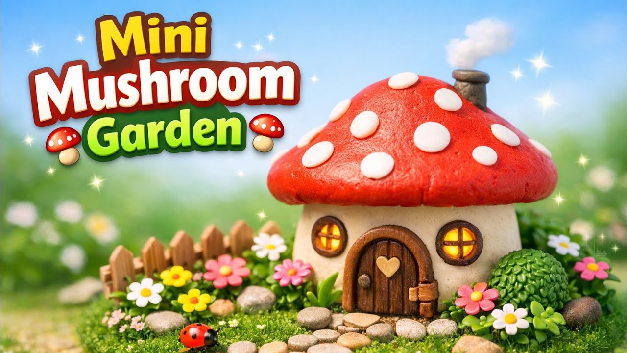 How to make mini Clay Garden DIY | Mushroom House & Sunflower Clay Art Tutorial 