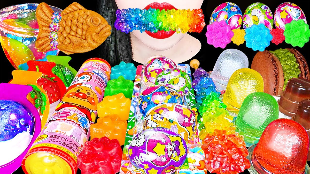 RAINBOW DESSERTS *AURORA CANDY, MAGIC EGG, DUBAI CHOCOLATE 무지개 오로라 마법 에그 초콜릿 두바이 쫀득쿠키 EATING MUKBANG