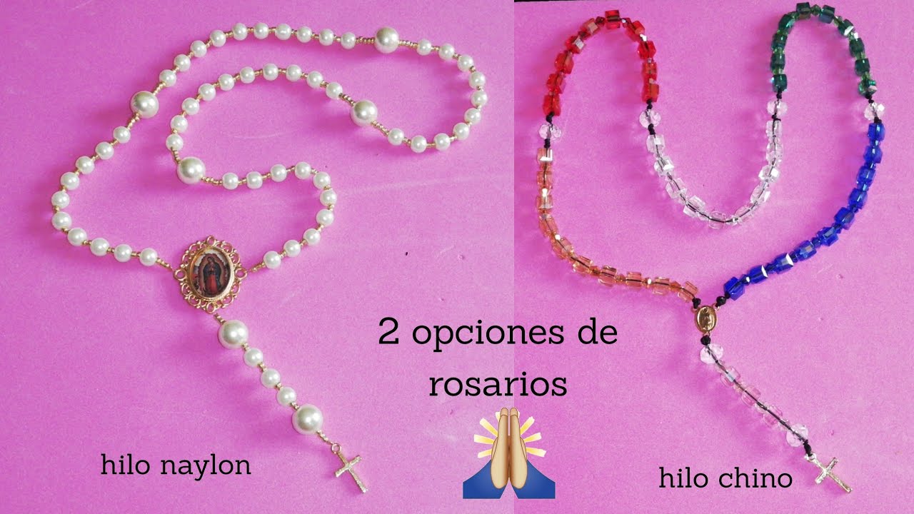 2 opciones de rosarios con hilo naylon e hilo chino/2 rosaries with nylon thread and Chinese thread