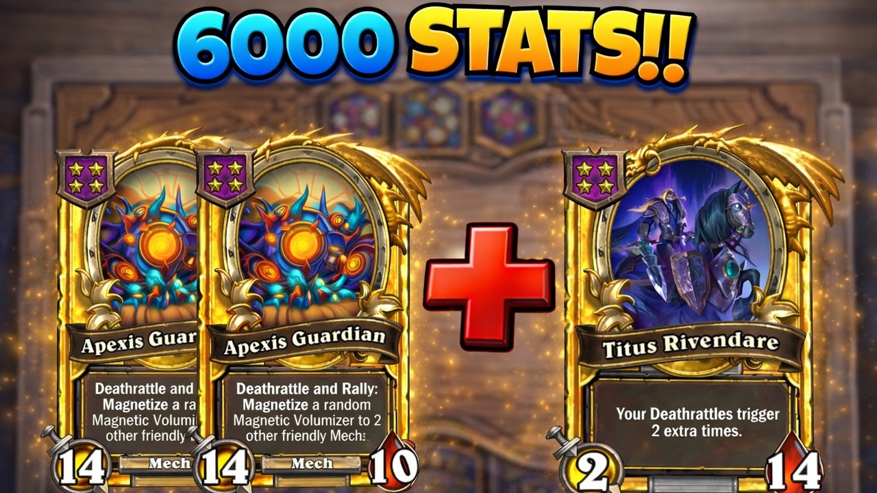 Double GOLDEN Apexis Guardian Gives THOUSANDS of Stats! | Hearthstone Battlegrounds