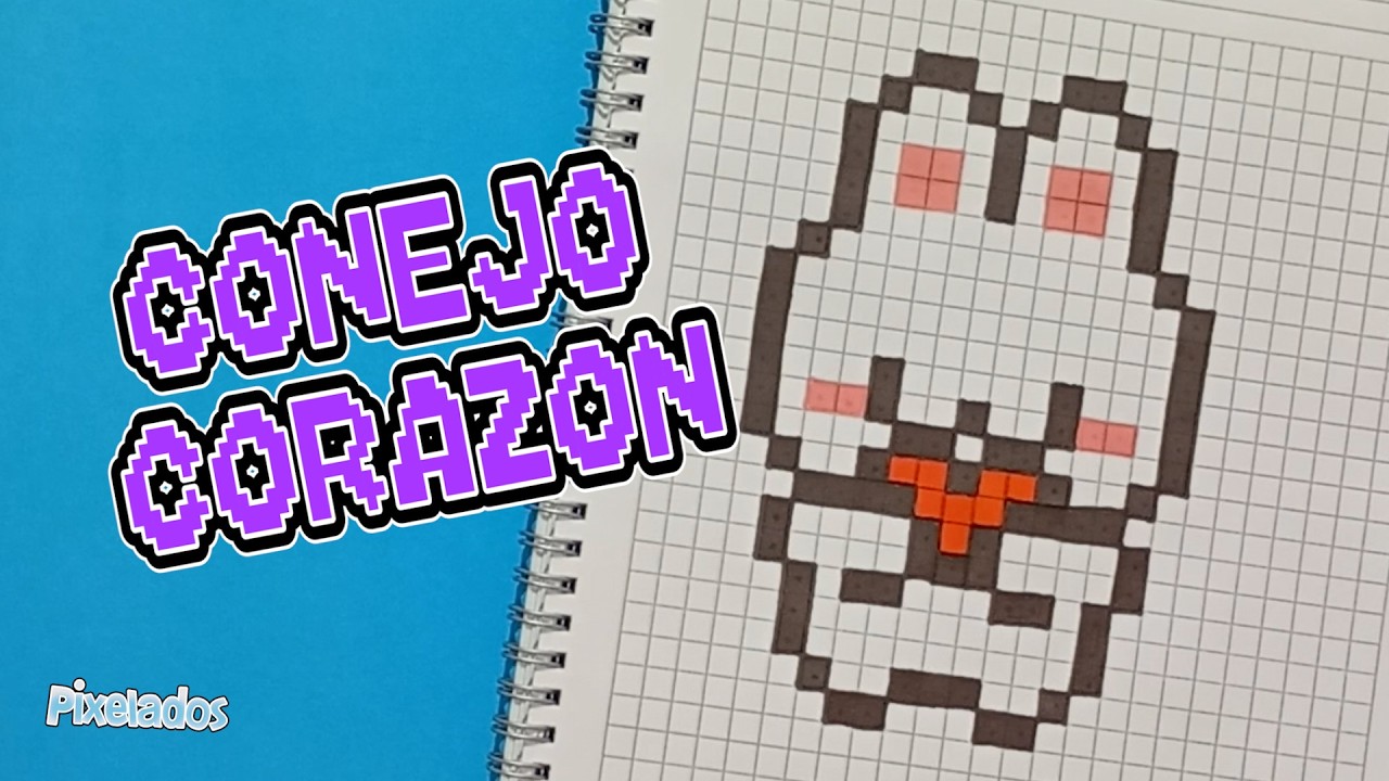 COMO DIBUJAR UN CONEJO CON UN CORAZON paso a paso en PIXEL ART - PIXELADOS