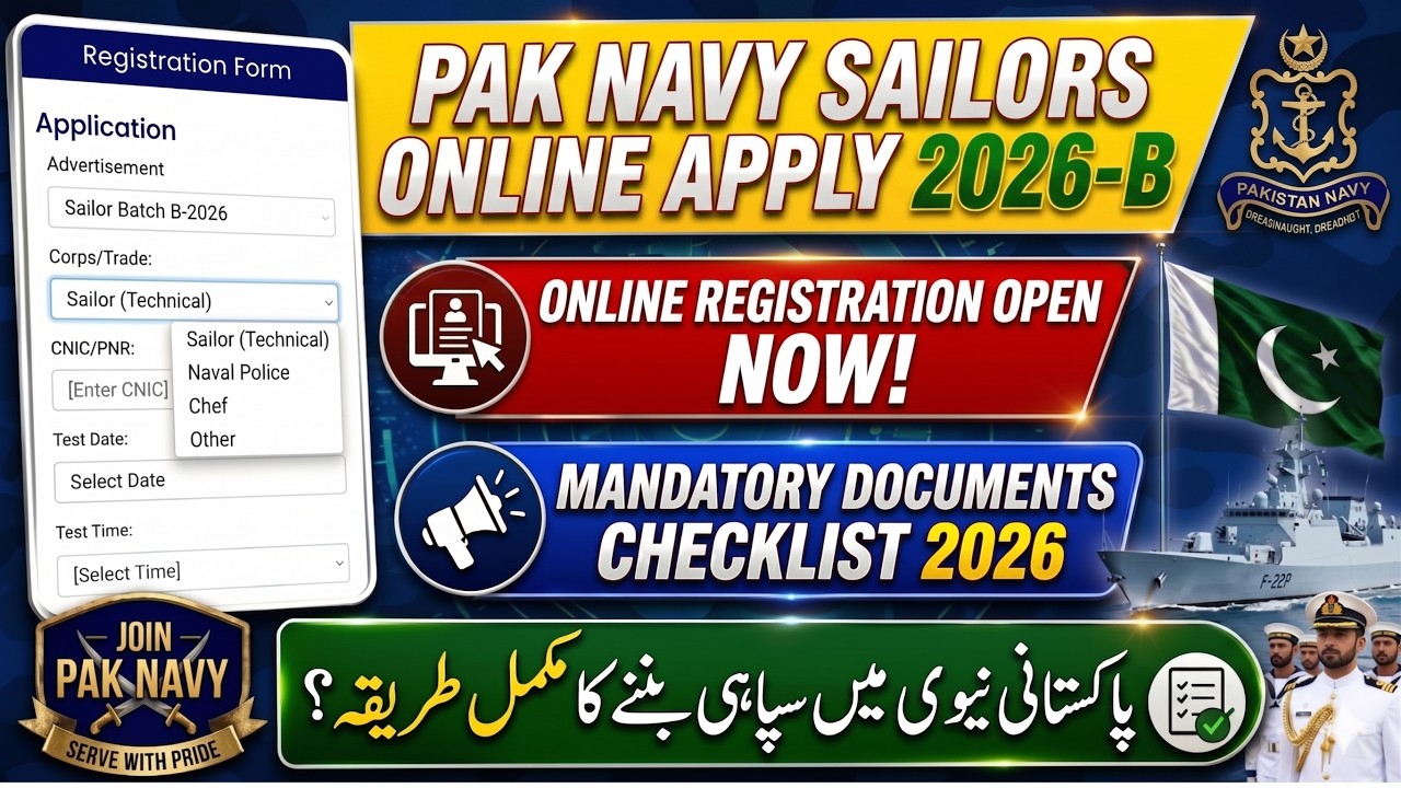 Pak Navy Sailor Batch 2026 Apply Now | Eligibility & Selection | How To Apply For Pak Navy Jobs 2026