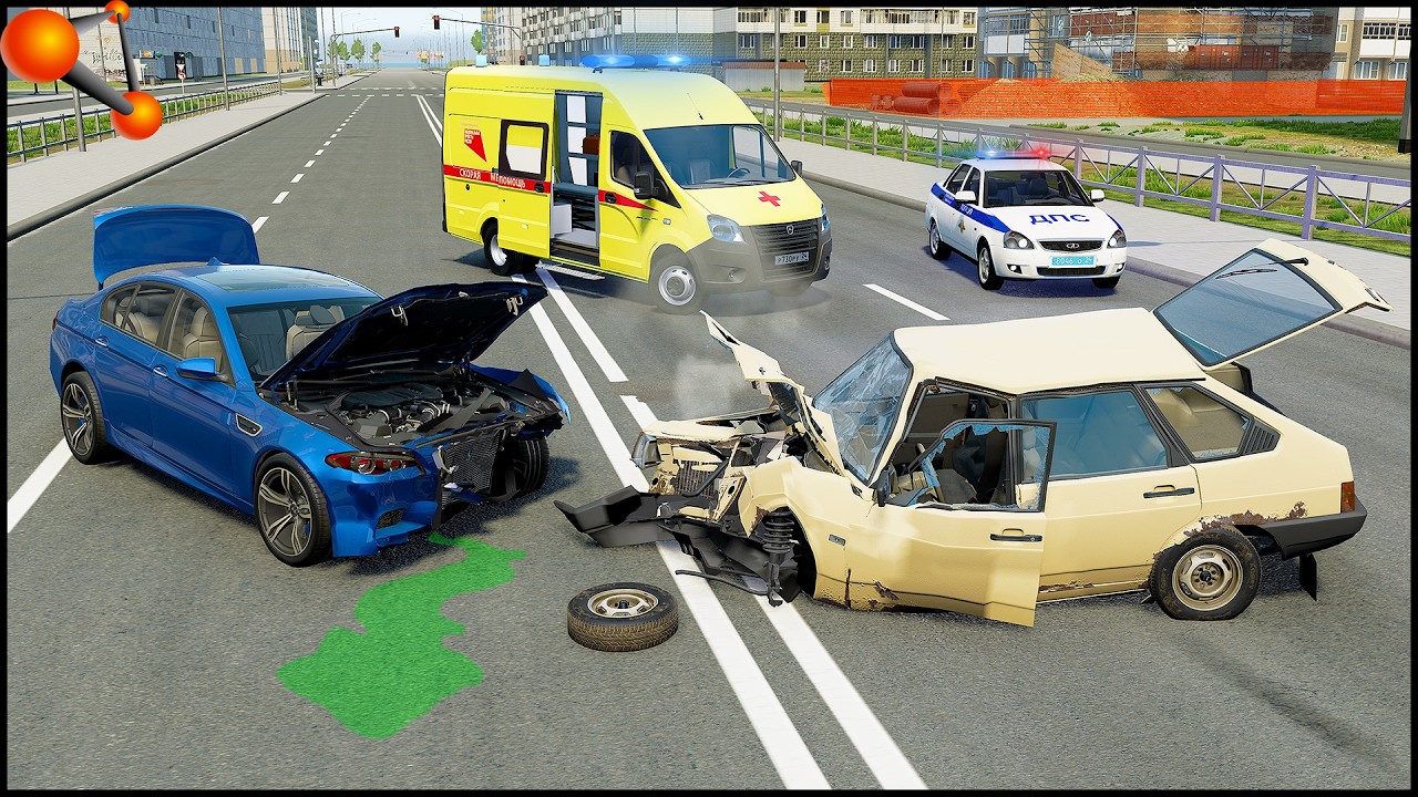 200 Км/ч В ГОРОДЕ ЗАКОНЧИЛИСЬ АВАРИЕЙ! - BeamNg Drive