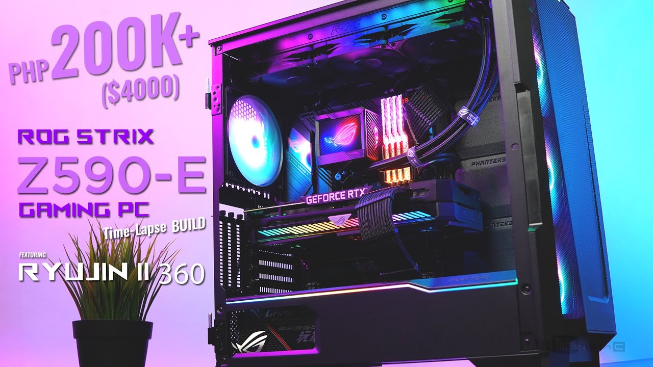 ($4000) 200K ROG Strix Z590-E wifi Gaming PC Time Lapse Build ft. RYUJIN II 360 & Intel i9-11900K