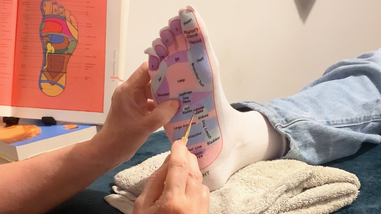 ASMR Reflexology socks tracing and explanation (Unintentional ASMR, Real person ASMR)
