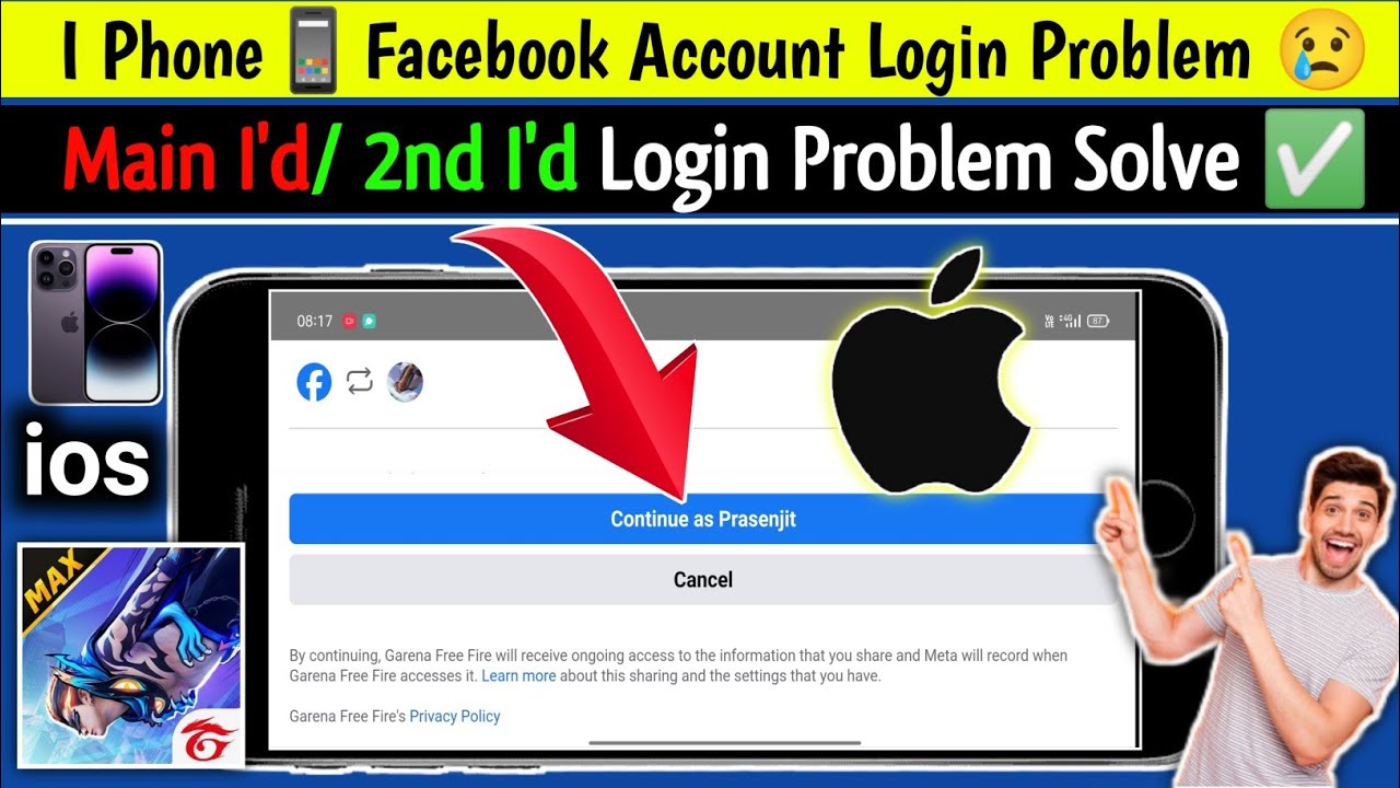 FREEFIRE FACEBOOK MAIN ID/ SECOND ID LOGIN ISSUE SOLVED ON IPHONE| IPHONE 2nd id login issue solved!
