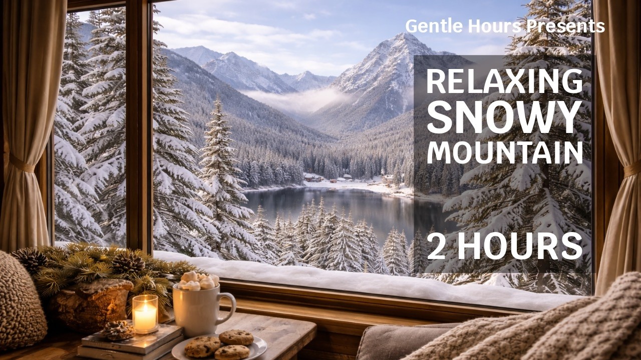 Snowy Mountain Cabin Ambience ❄️ Cozy Winter Window View with Dreamy Relaxing Sounds