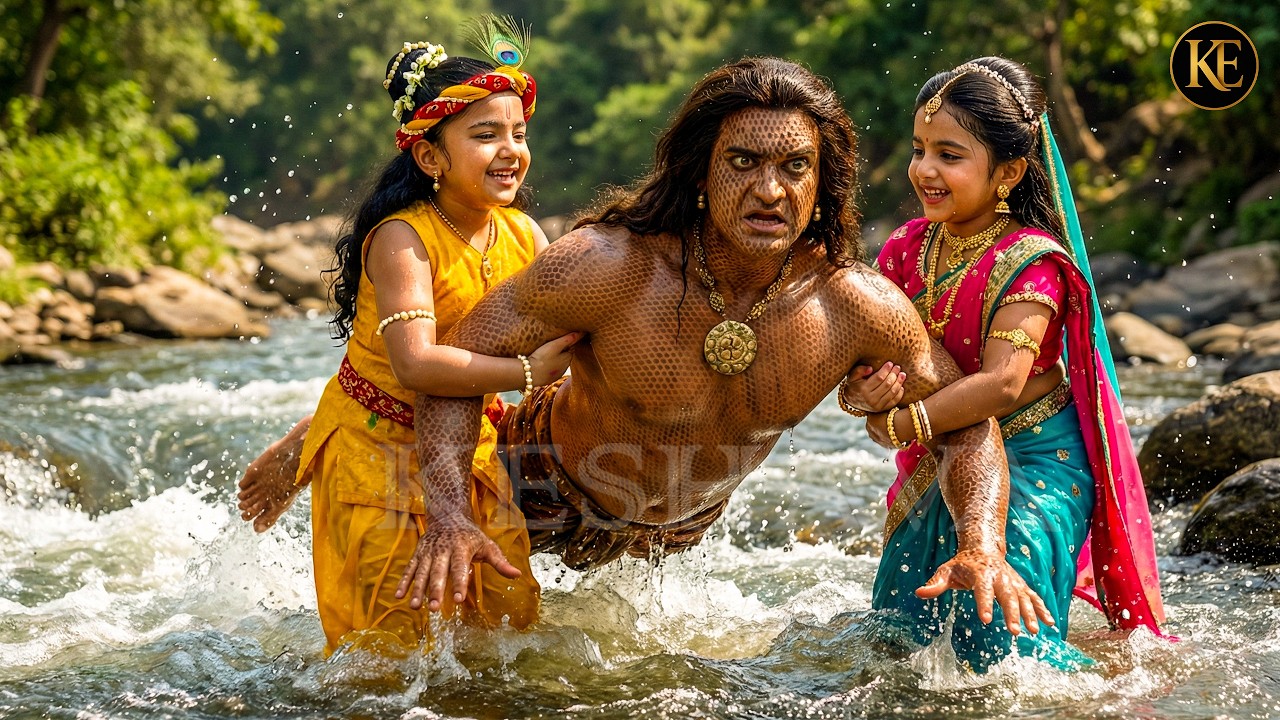 नदी में छुपा राक्षस! बाल कान्हा और राधा ने पकड़ा सच || Shree Krishan leela | यशोमती मईया के नंदलाला