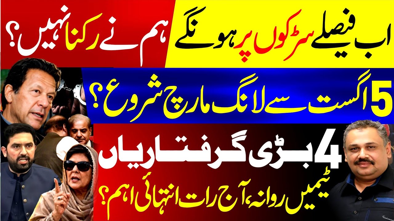 Long March from August 5? Decisions Will Be Made on the Streets? | Four Major Arrests? | Rana Azeem