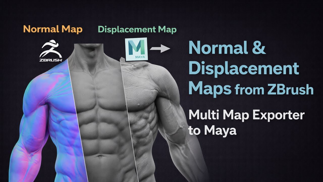 Baking Normal & Displacement Maps in ZBrush and Setting Them Up in Maya